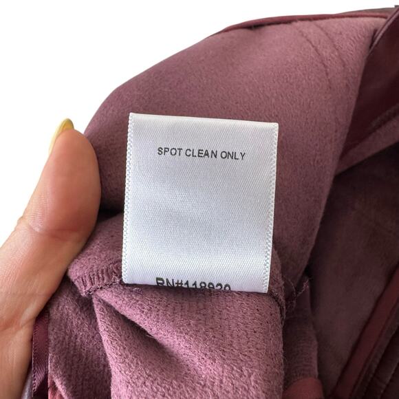 Lucy Paris Maroon Burgundy Faux Leather Cropped Bootcut High Waist Belted Pants - Picture 12 of 12